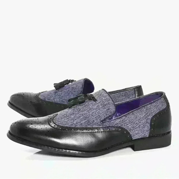 NEW NIB Boohooman Mix Panel Tassel Loafer by Belide, Size 8.5 US / 42 EU - Picture 2 of 3